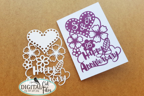 Download Anniversary Card Papercut Template Svg - Papercut template Collection