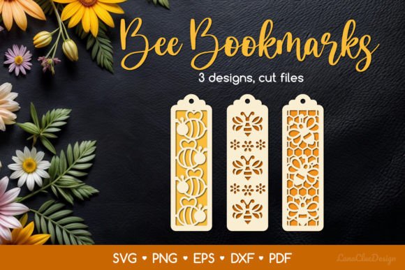 Download Bookmarks with Bee Papercut Template SVG - Papercut template Collection